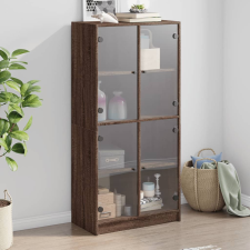 vidaXL barna tölgyszínű szerelt fa magasszekrény ajtókkal 68x37x142 cm bútor