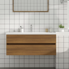 vidaXL barna tölgyszínű szerelt fa mosdószekrény 100 x 38,5 x 45 cm fürdőszoba bútor