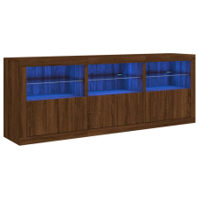 vidaXL barna tölgyszínű tálalószekrény LED-ekkel 181,5x37x67 cm (3209008) bútor
