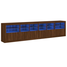 vidaXL barna tölgyszínű tálalószekrény LED-ekkel 283x37x67 cm (3209022) bútor