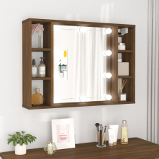 vidaXL barna tölgyszínű tükrös szekrény LED-ekkel 76 x 15 x 55 cm fürdőszoba bútor