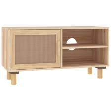 vidaXL barna tömör fenyő és természetes rattan TV-szekrény 80x30x40 cm (345614) bútor