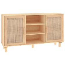 vidaXL barna tömör fenyő/természetes rattan tálalószekrény 105x30x60cm (345641) bútor