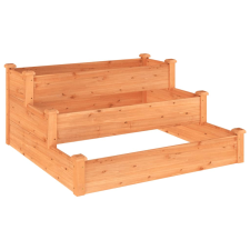 vidaXL barna tömör fenyőfa kerti magaságyás béléssel 120x120x56 cm (364305) kerti tárolás