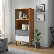 vidaXL barna tömör fenyőfa könyvszekrény 60 x 35 x 133,5 cm bútor
