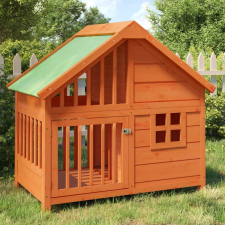 vidaXL barna tömör fenyőfa kutyakennel 96x60,5x87 cm szállítóbox, fekhely kutyáknak