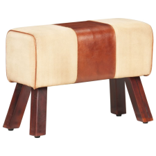 vidaXL barna vászon és valódi bőr pad 58 cm bútor