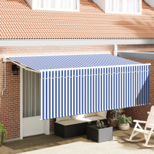 vidaXL Behúzható napellenző Kék és fehér Fehér 350 x 200 cm kerti bútor