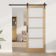 vidaXL Beltéri Ajtó Üveggel "ORKDAL" 83x202x4 cm Tömör Fenyő nyílászáró