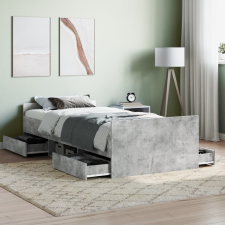vidaXL betonszürke ágykeret fej- és lábtámlával 90 x 190 cm ágy és ágykellék
