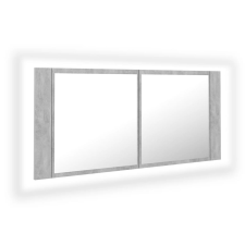 vidaXL betonszürke akril LED-es tükrös fürdőszobaszekrény 100x12x45 cm (804984) fürdőszoba bútor