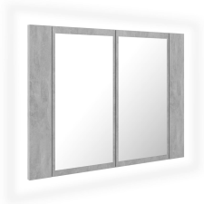 vidaXL betonszürke akril LED-es tükrös fürdőszobaszekrény 60x12x45 cm (804960) fürdőszoba bútor