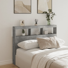 vidaXL betonszürke áthidalószekrény LED-világítással 140 x 17 x 102 cm ágy és ágykellék