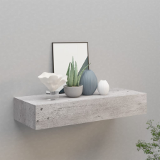 vidaXL betonszürke falra szerelhető fiókos polc 60 x 23,5 x 10 cm bútor