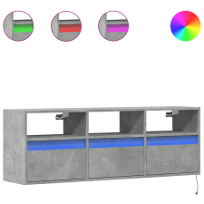 vidaXL betonszürke falra szerelhető TV-szekrény LED-del 130x31x45 cm (852344) bútor