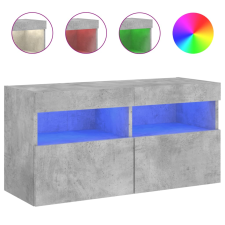 vidaXL betonszürke falra szerelhető TV-szekrény LED-del 80x30x40 cm (837203) bútor