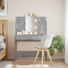 vidaXL Betonszürke fésülködőasztal led-del 96 x 40 x 142 cm bútor