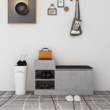 vidaXL betonszürke forgácslap cipőtároló pad 94,5 x 31 x 57 cm bútor