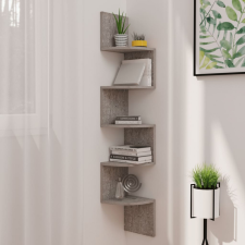 vidaXL betonszürke forgácslap fali sarokpolc 19 x 19 x 123 cm bútor