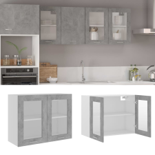 vidaXL betonszürke forgácslap függő üvegszekrény 80 x 31 x 60 cm bútor