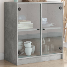 vidaXL betonszürke kisszekrény üvegajtókkal 68 x 37 x 75,5 cm bútor