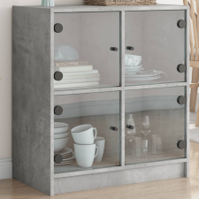 vidaXL betonszürke kisszekrény üvegajtókkal 68 x 37 x 75,5 cm bútor