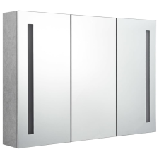 vidaXL betonszürke LED-es tükrös fürdőszobaszekrény 89 x 14 x 62 cm (326525) fürdőszoba bútor