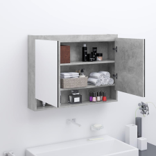 vidaXL betonszürke MDF tükrös fürdőszobaszekrény 80 x 15 x 60 cm fürdőszoba bútor