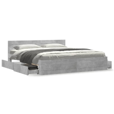 vidaXL betonszürke szerelt fa ágykeret fejtámlával 200 x 200 cm ágy és ágykellék