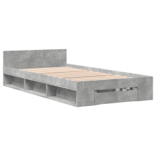 vidaXL betonszürke szerelt fa ágykeret fiókkal 90 x 200 cm ágy és ágykellék