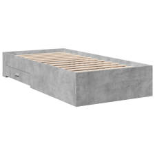 vidaXL betonszürke szerelt fa ágykeret fiókokkal 100 x 200 cm (3280422) ágy és ágykellék