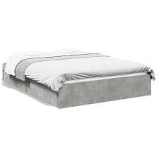 vidaXL betonszürke szerelt fa ágykeret fiókokkal 135 x 190 cm ágy és ágykellék