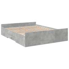 vidaXL betonszürke szerelt fa ágykeret fiókokkal 140x200 cm (3280296) ágy és ágykellék