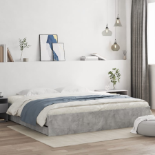 vidaXL betonszürke szerelt fa ágykeret fiókokkal 200 x 200 cm ágy és ágykellék