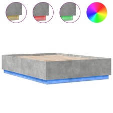 vidaXL betonszürke szerelt fa ágykeret LED-del 150 x 200 cm (3209607) ágy és ágykellék