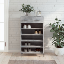 vidaXL Betonszürke szerelt fa cipőszekrény 60x35x105 cm bútor