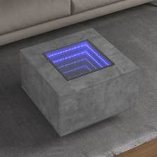 vidaXL betonszürke szerelt fa dohányzóasztal LED-del 60 x 60 x 40 cm bútor