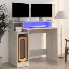 vidaXL betonszürke szerelt fa íróasztal LED-ekkel 97 x 90 x 45 cm íróasztal