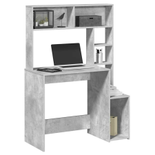 vidaXL betonszürke szerelt fa íróasztal polcokkal 100x45x140 cm íróasztal