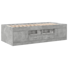 vidaXL betonszürke szerelt fa kanapéágy fiókokkal 100 x 200 cm (3280240) ágy és ágykellék