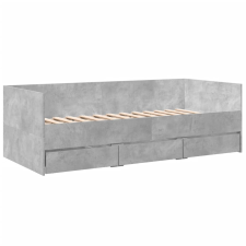 vidaXL betonszürke szerelt fa kanapéágy fiókokkal 75 x 190 cm (3280835) ágy és ágykellék