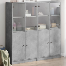vidaXL betonszürke szerelt fa könyvespolc ajtókkal 136 x 37 x 142 cm bútor
