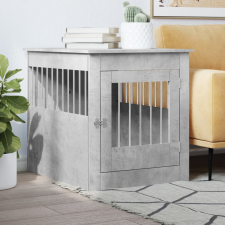 vidaXL betonszürke szerelt fa kutyaketrec 64,5 x 80 x 71 cm szállítóbox, fekhely kutyáknak