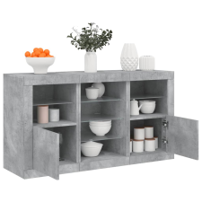vidaXL betonszürke tálalószekrény LED-világítással 123 x 37 x 67 cm bútor