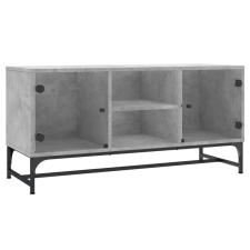 vidaXL betonszürke TV-szekrény üvegajtókkal 102 x 37 x 50 cm (836535) bútor