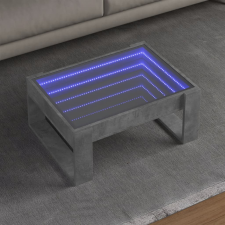 vidaXL betonszürke végtelen hatású LED-es dohányzóasztal 70x53x30 cm bútor