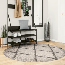 vidaXL bézs és antracit hosszú szálú bozontos modern szőnyeg Ø 160 cm lakástextília