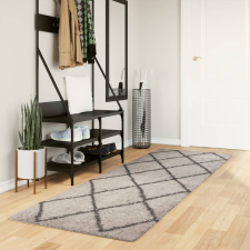 vidaXL bézs és antracit hosszú szálú bozontos modern szőnyeg 80x250 cm lakástextília