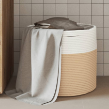 vidaXL bézs és fehér pamut tárolókosár Ø40 x 35 cm bútor