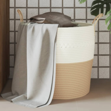 vidaXL bézs-fehér pamut tárolókosár Ø43 x 38 cm bútor